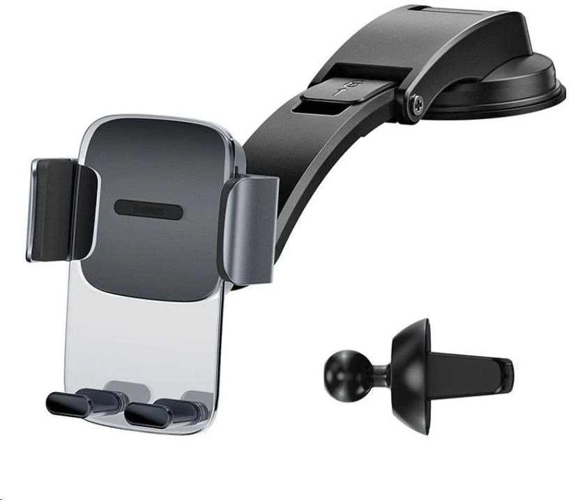 Baseus Easy Control Clamp automobilinis telefono laikiklis grotelėms arba prietaisų skydeliui – Juodas