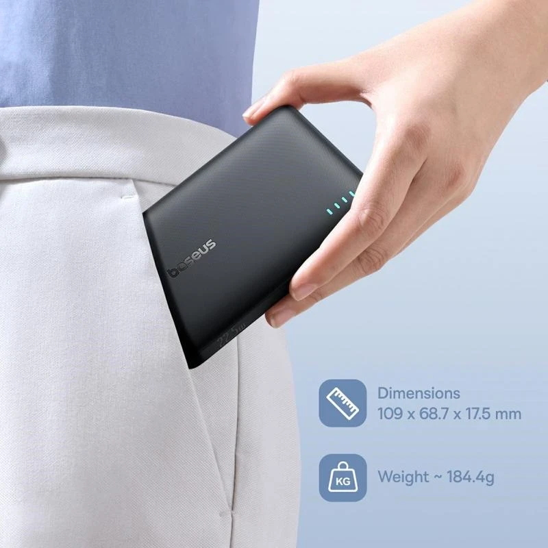 Baseus EnerFill FP21 10000 mAh USB-A USB-C 22.5W juoda