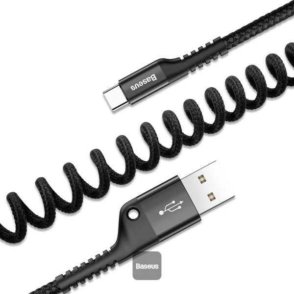 Kabelis Baseus spiralinis USB2.0 A kištukas - IP žaibo kištukas 1 m. su nailoniniu šarvu Fish ey