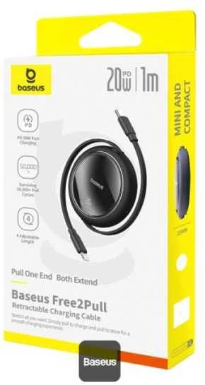 USB kabelis Baseus Free2Pull USB-C iki iP 20W 1m (juodas)