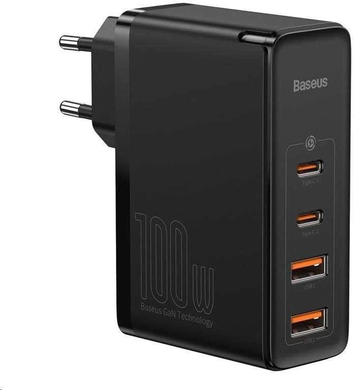 Greitas kelioninis Baseus GaN2 Pro įkroviklis 2x USB + 2x USB-C, 100W, EU (juodas)