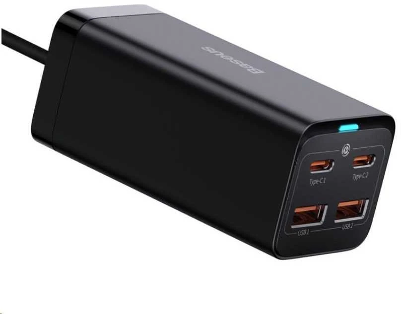 Baseus GaN3 Pro greitas universalus įkroviklis GaN 2 x C tipo USB / 2x USB 100W PD3.0, QC4.0+, AFC, juodas (CCGP000101)