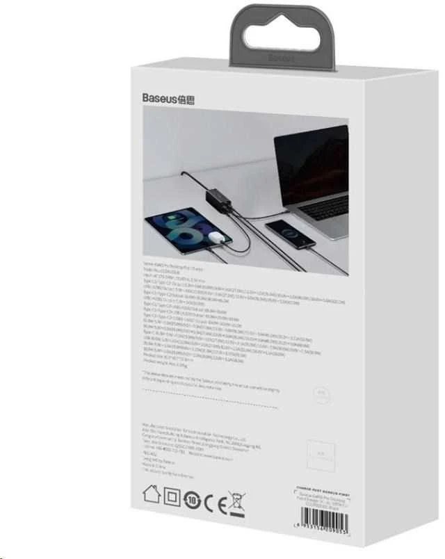 Baseus GaN3 Pro greitas universalus įkroviklis GaN 2 x C tipo USB / 2x USB 100W PD3.0, QC4.0+, AFC, juodas (CCGP000101)
