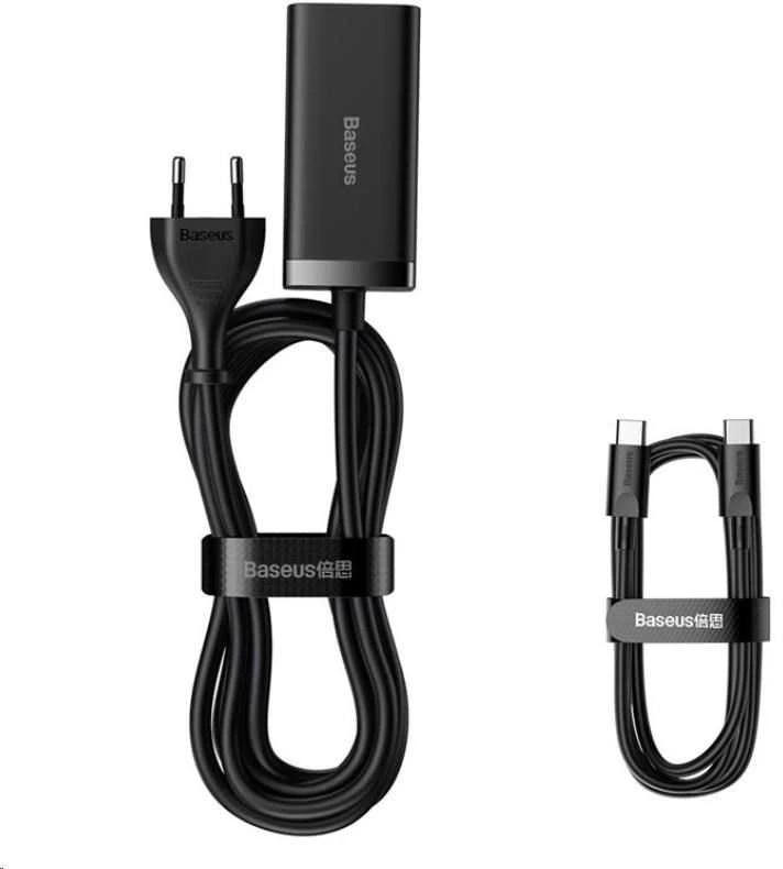Baseus GaN3 Pro greitas universalus įkroviklis GaN 2 x C tipo USB / 2x USB 100W PD3.0, QC4.0+, AFC, juodas (CCGP000101)