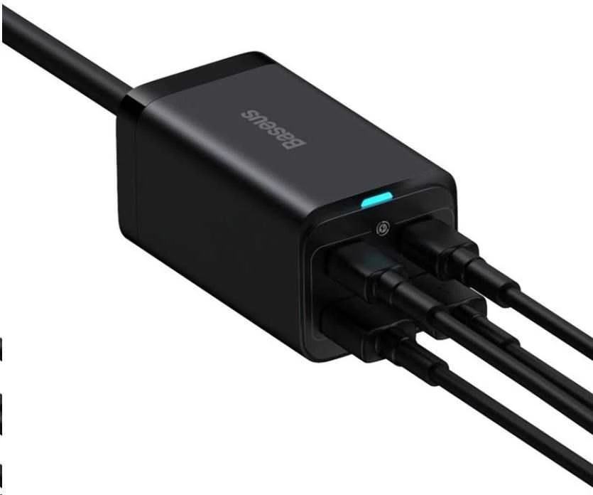 Baseus GaN3 Pro greitas universalus įkroviklis GaN 2 x C tipo USB / 2x USB 100W PD3.0, QC4.0+, AFC, juodas (CCGP000101)