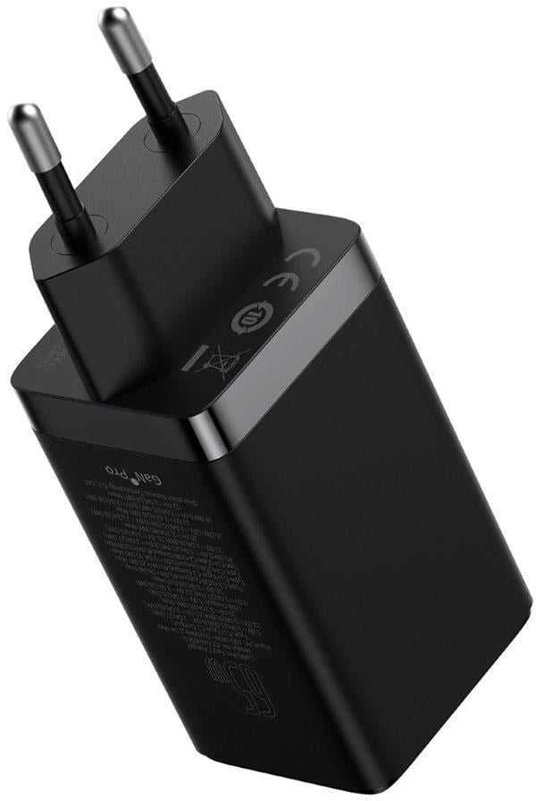 Baseus GaN5 Pro sieninis įkroviklis 2xUSB-C + USB 65W Juodas