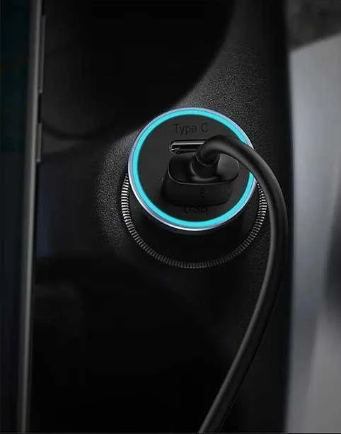 Baseus Automobilinis įkroviklis 40W 12-24V USB + USB-C QC4+ PD3.0 SCP FCP AFC, pilkas