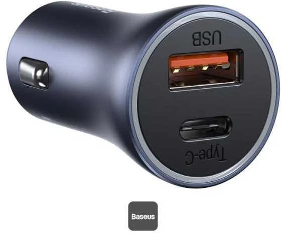 Baseus Golden Contactor Pro USB + USB-C QC4.0 + PD SCP 40W automobilinis įkroviklis + USB - USB-C kabelis 1m