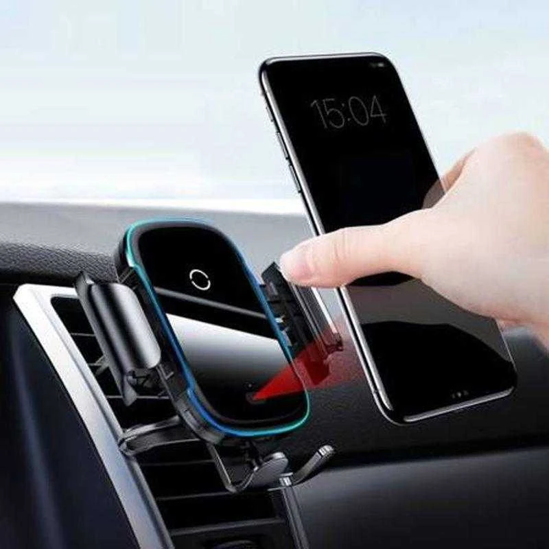 Baseus Light Electric Automobilinis laikiklis su Qi belaidžiu įkrovimu - Juodas