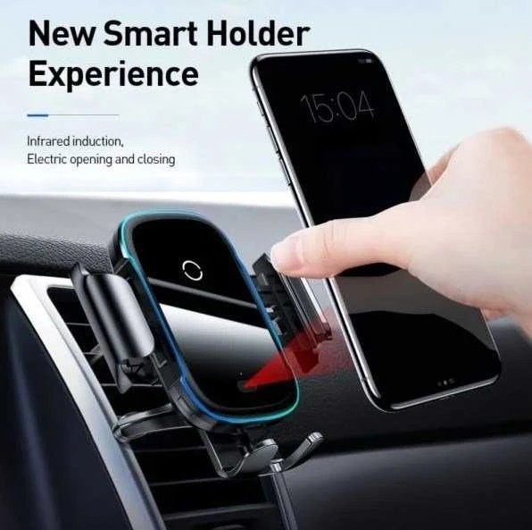 Baseus Light Electric Automobilinis laikiklis su Qi belaidžiu įkrovimu - Juodas