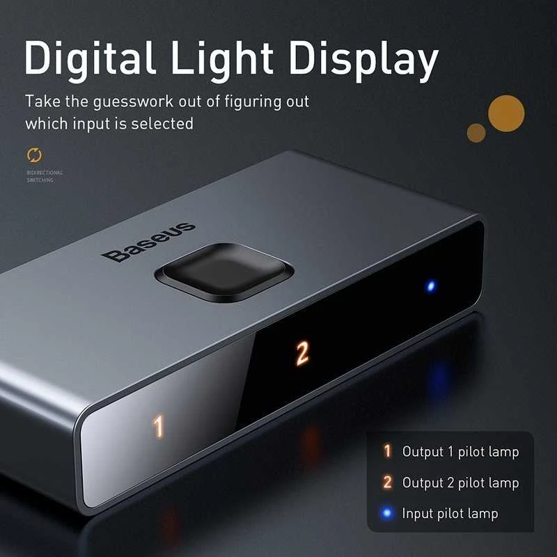 Baseus HDMI 4K dvikryptis perjungėjas (1->2 / 2->1)