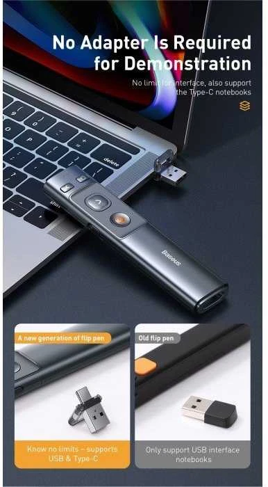 Lazerinė rodyklė Baseus Wireless pilka