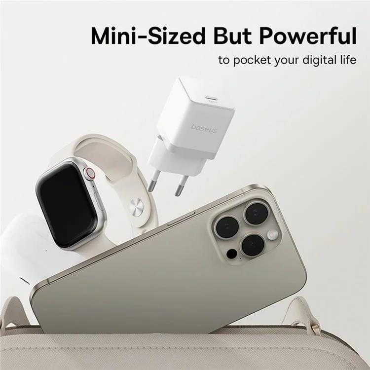 Baseus Sieninis įkroviklis Palm 20W USB-C QC3.0 PD3.0, baltas