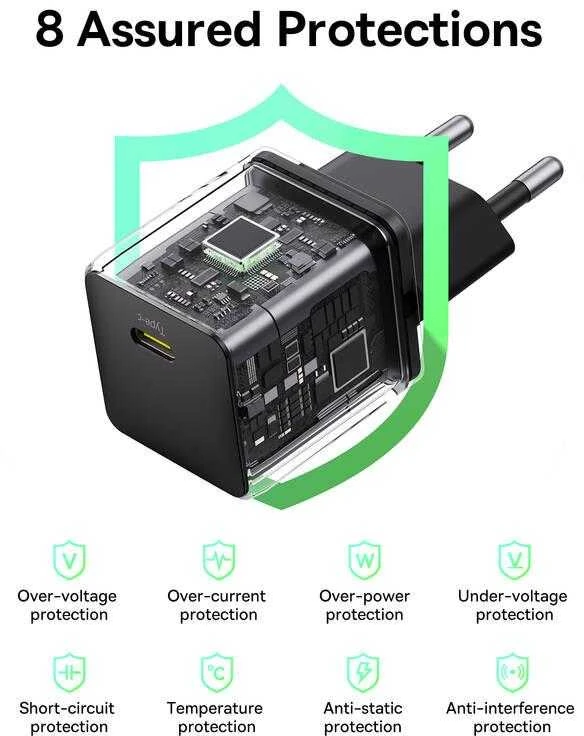 Baseus Palm Fast Charger USB-C 20W Cluster juodos spalvos