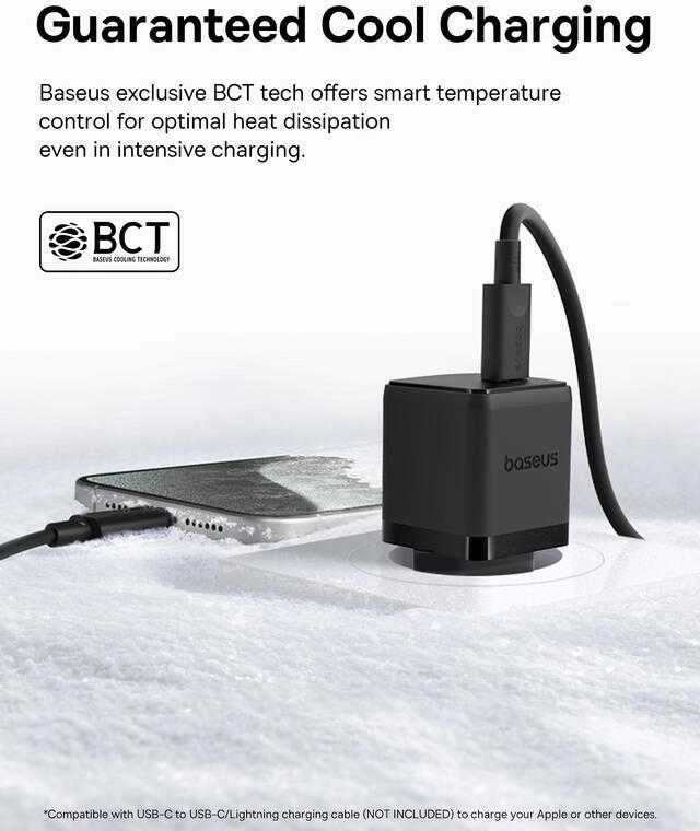 Baseus Palm Fast Charger USB-C 20W Cluster juodos spalvos