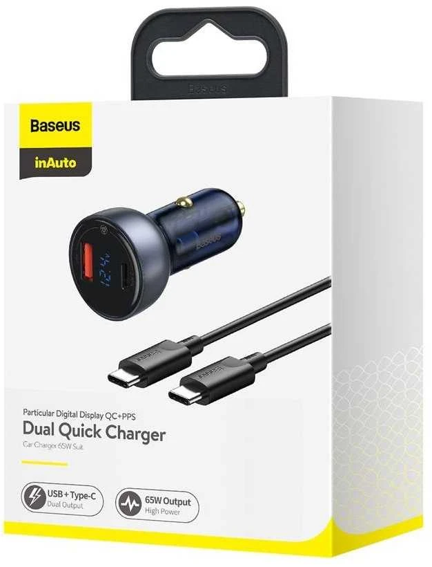 Baseus QC + PPS greitasis automobilinis įkroviklis 65W - Sidabrinis