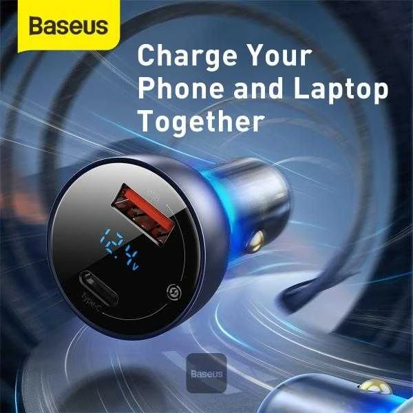 Baseus QC + PPS greitasis automobilinis įkroviklis 65W - Pilkas