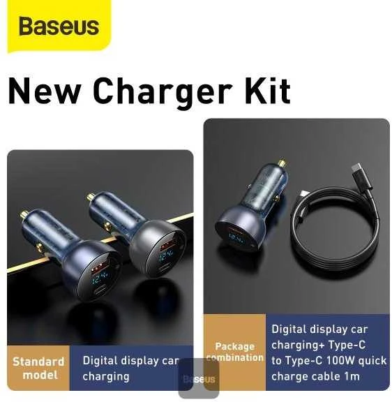 Baseus QC + PPS greitasis automobilinis įkroviklis 65W - Pilkas