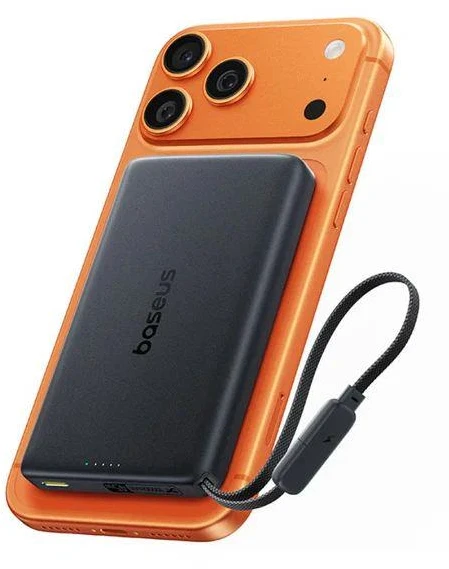 Baseus PicoGo Qi2.2 10,000 mAh Wireless Power Bank, 45W, with USB-C Cable, Juodas
