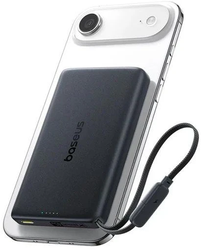 Baseus PicoGo Qi2.2 10,000 mAh Wireless Power Bank, 45W, with USB-C Cable, Juodas