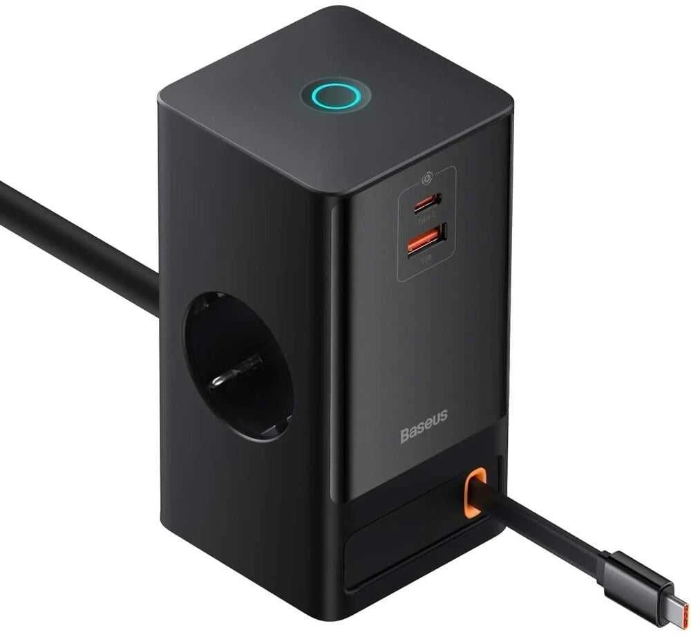 Sieninis įkroviklis / maitinimo juosta Baseus PowerCombo 65W (juoda)