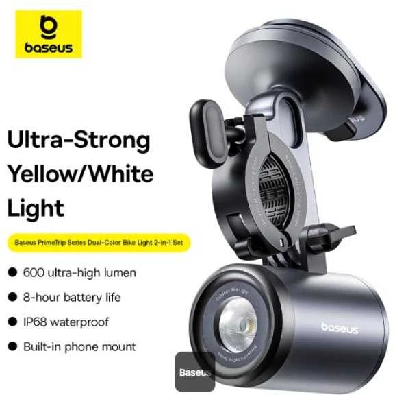 Baseus PrimeTrip universalus 3000mAh IP68 LED - juoda-pilka