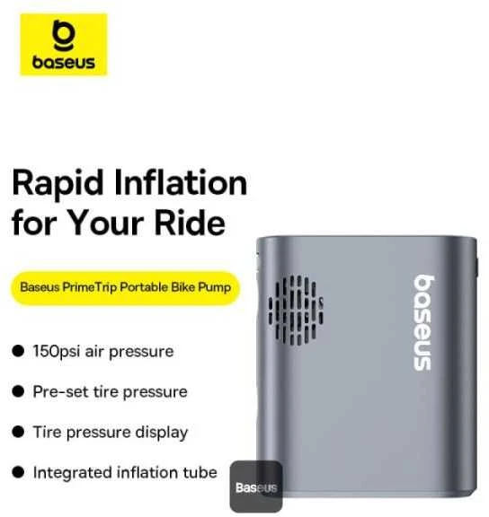 Baseus dviračio siurblys elektrinė su displayem 1500mAh 150 psi 45W - juoda