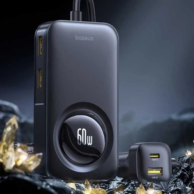 „Baseus PrimeTrip VW1 60W“ su integruotu laidu 6 įrenginiams - juoda
