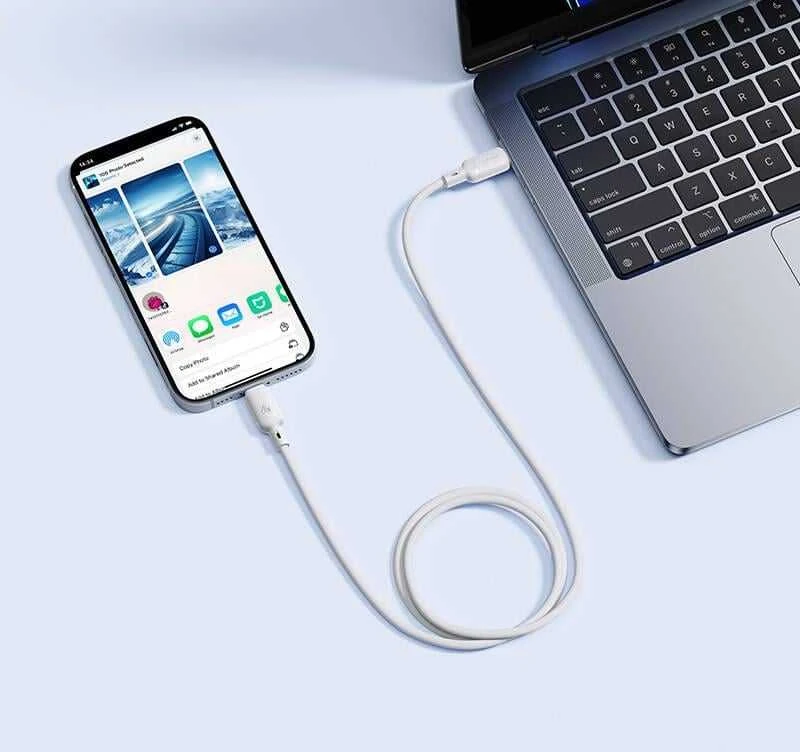Baseus Silky USB-C/Lightning greito įkrovimo kabelis 1m 20W Baltas