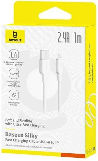 Kabelis USB Baseus USB-A - Lightning 1 m Baltas (P10377702213-00)