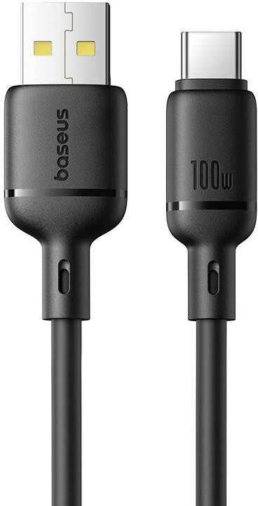Baseus Silky USB/USB-C greito įkrovimo laidas 1m 100W Juodas