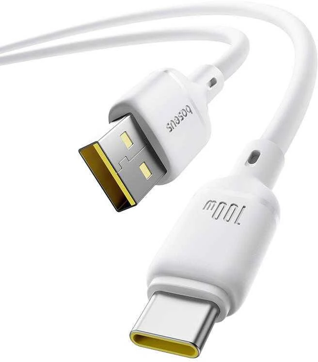 Baseus Silky USB/USB-C greito įkrovimo kabelis 1m 100W baltas
