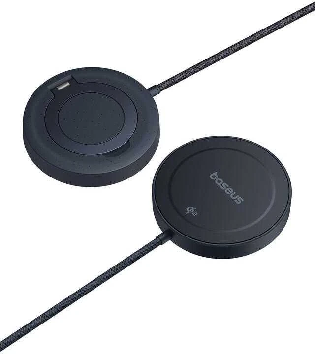 Baseus Belaidis magnetinis Qi2 įkroviklis 15W su USB-C 1.5m laidu, juodas