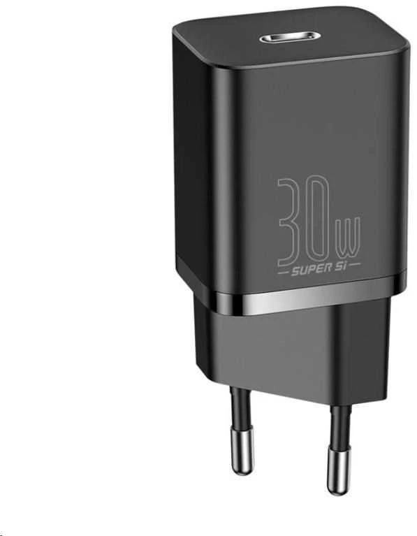 Baseus Sieninis įkroviklis Super Si 30W USB-C QC3.0 PD, juodas