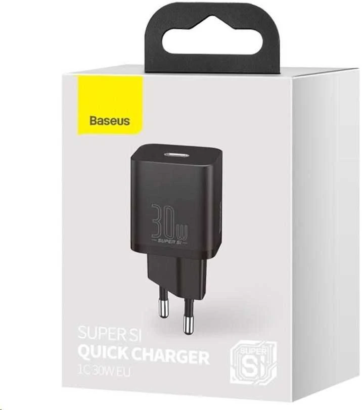 Baseus Sieninis įkroviklis Super Si 30W USB-C QC3.0 PD, juodas