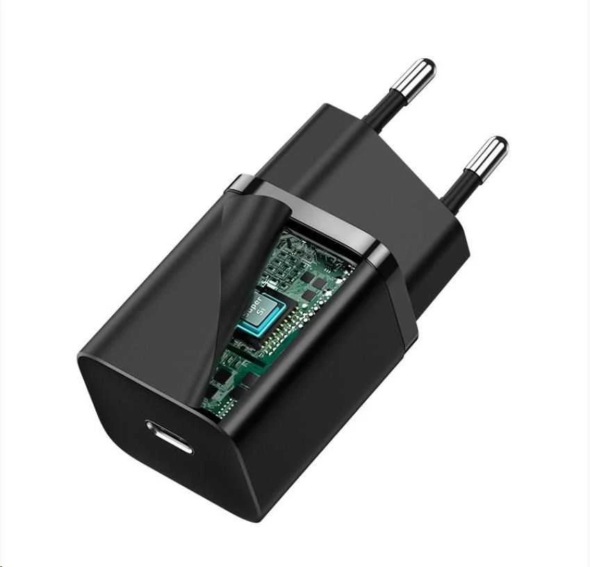 Baseus Sieninis įkroviklis Super Si 30W USB-C QC3.0 PD, juodas