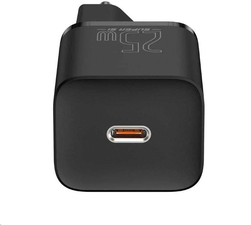 Baseus Super Si greitas įkroviklis 1C 25W su USB-C - USB-C kabelis 1m - Juodas