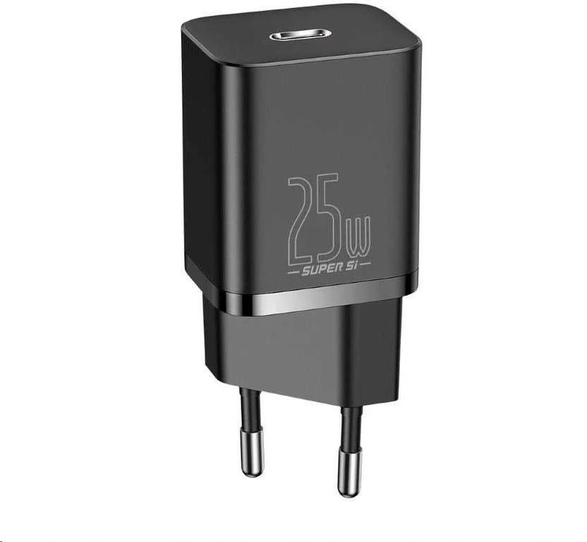 Baseus Super Si greitas įkroviklis 1C 25W su USB-C - USB-C kabelis 1m - Juodas