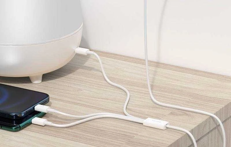 Kabelis Baseus Superior iš USB į microUSB+Lightning+Type-C 3.5A 1.5m baltas CAMLTYS-02