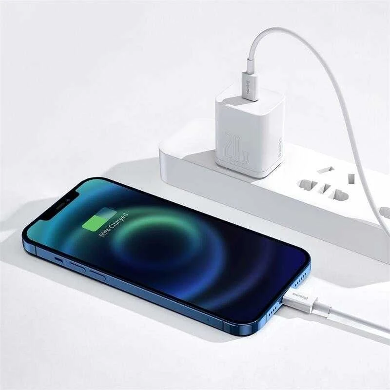 USB kabelis Baseus Superior iš Type-C į Lightning PD 20W 1.0m baltas CATLYS-A02