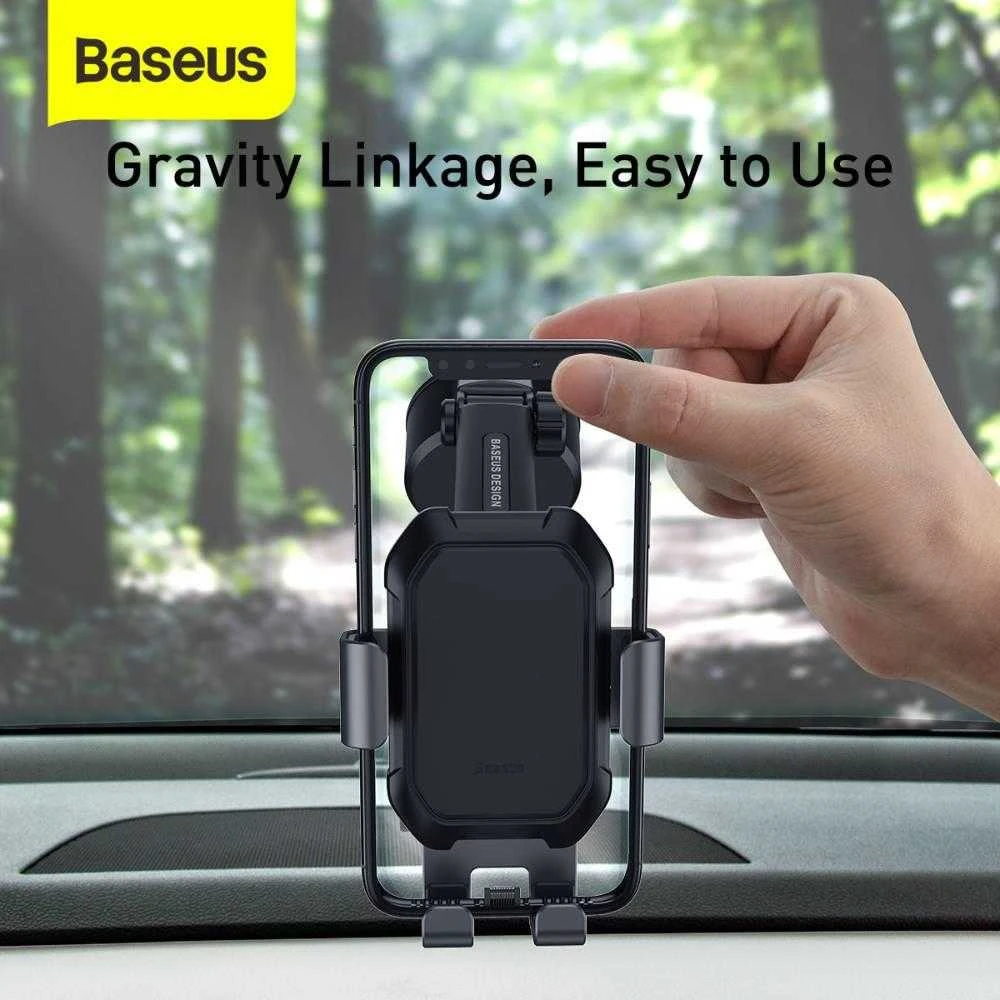 Gravity automobilinis laikiklis Baseus Tank telefonui su siurbtuku - Juodas
