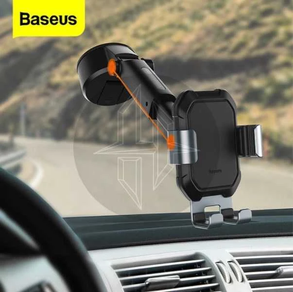 Gravity automobilinis laikiklis Baseus Tank telefonui su siurbtuku - Juodas