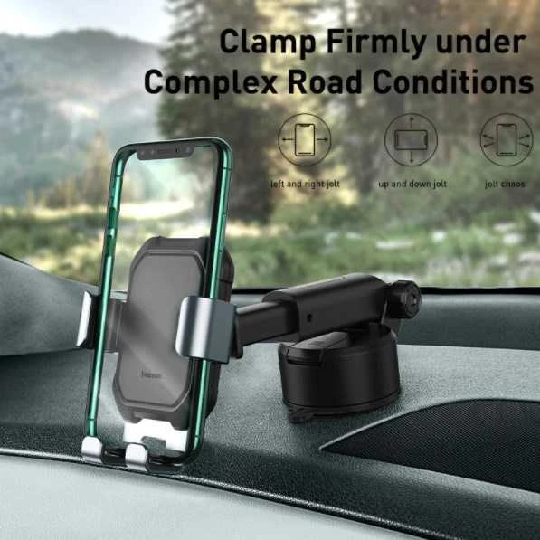 Gravity automobilinis laikiklis Baseus Tank telefonui su siurbtuku - Juodas