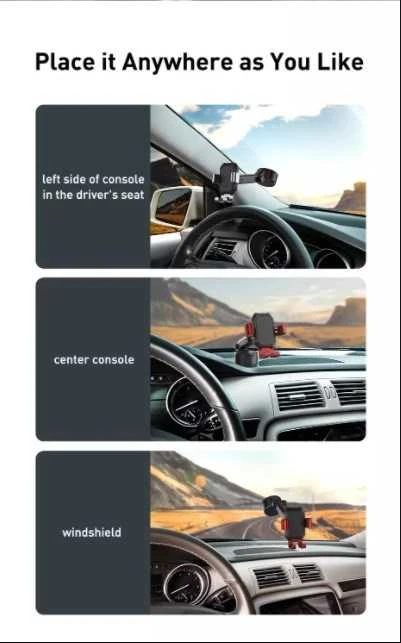 Gravity automobilinis laikiklis Baseus Tank telefonui su siurbtuku - Juodas