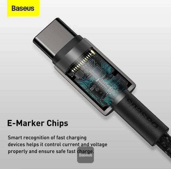 „Baseus Tungsten Gold“ greito įkrovimo duomenų kabelis Type-C į Type-C 100W 2m Juodas (Juodas)