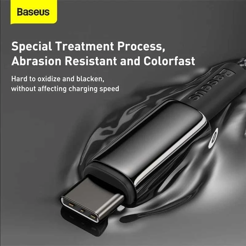 „Baseus Tungsten Gold“ greito įkrovimo duomenų kabelis Type-C į Type-C 100W 2m Juodas (Juodas)