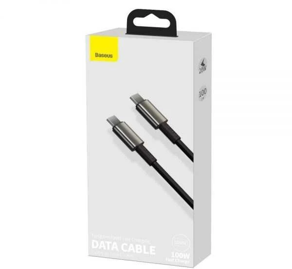 USB laidas Baseus Tungsten Gold Fast Data Type-C iki Type-C 100W 1.0m juodas CATWJ-01