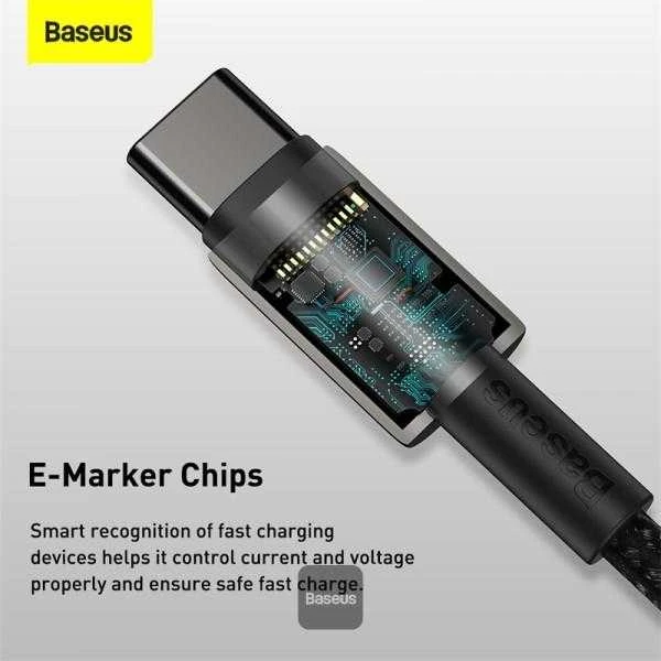 USB laidas Baseus Tungsten Gold Fast Data Type-C iki Type-C 100W 1.0m juodas CATWJ-01