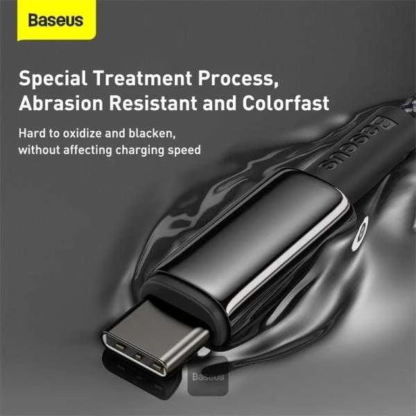USB laidas Baseus Tungsten Gold Fast Data Type-C iki Type-C 100W 1.0m juodas CATWJ-01