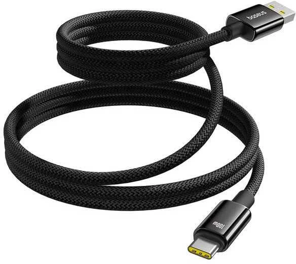 Baseus Tungsten USB/USB-C magnetinis įkrovimo laidas 1m 100W Juodas